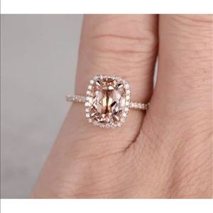 Morganite and 18k Rose Gold Plated Ring with Halo